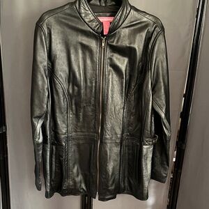 Woman Within Classic Black Leather Jacket